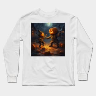 two pumpkin men fight each other Long Sleeve T-Shirt